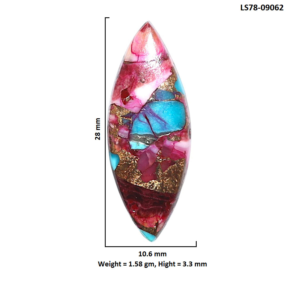Kingman Pink Dahlia Turquoise 10.6x28x3.3 mm Marquise Shape Polished Gemstone LS78-09062