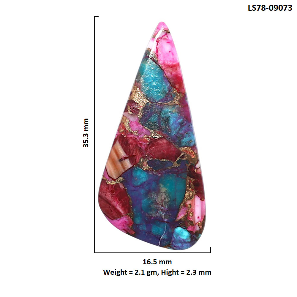 Kingman Pink Dahlia Turquoise 16.5x35.3x2.3 mm Fancy Shape Polished Gemstone LS78-09073