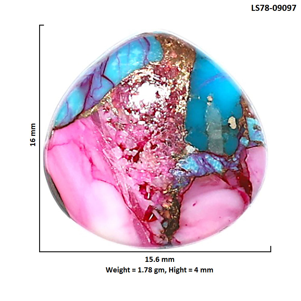 Kingman Pink Dahlia Turquoise 15.6x16x4 mm Heart Shape Polished Gemstone LS78-09097