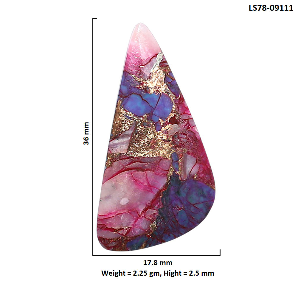 Kingman Pink Dahlia Turquoise 17.8x36x2.5 mm Fancy Shape Polished Gemstone LS78-09111