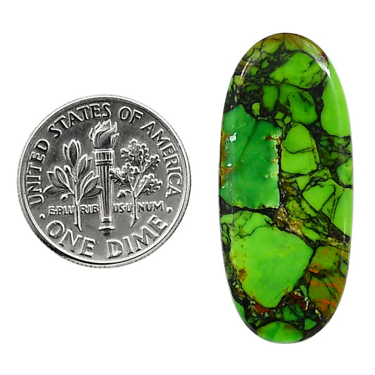 Green Matrix Turquoise 14x32x2.5 mm Oval Shape Polished Gemstone LS79-05035