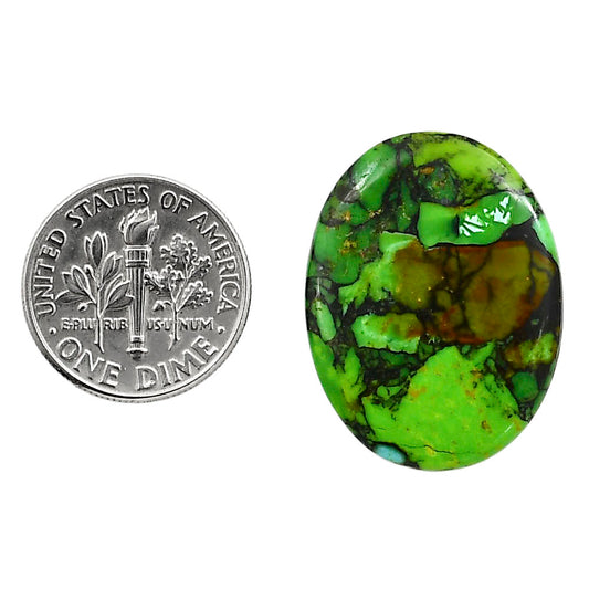 Green Matrix Turquoise 20.2x26.5x3 mm Oval Shape Polished Gemstone LS79-05039
