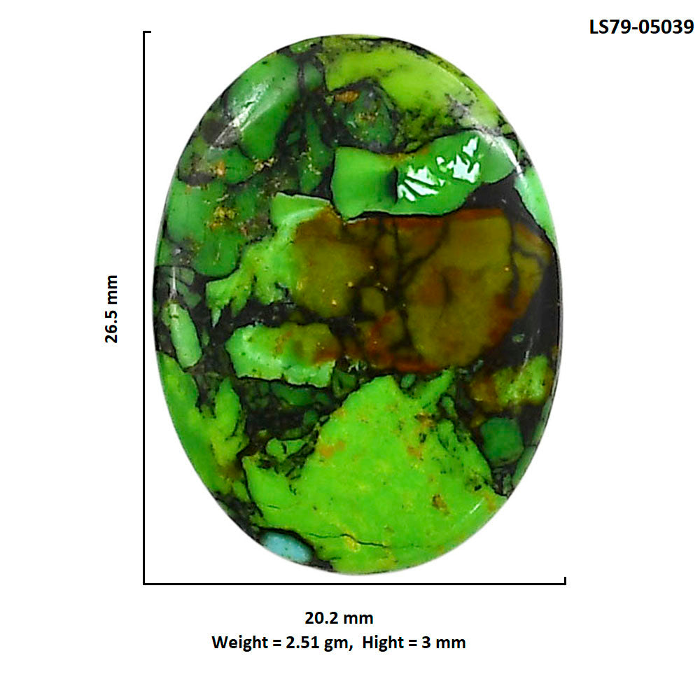 Green Matrix Turquoise 20.2x26.5x3 mm Oval Shape Polished Gemstone LS79-05039