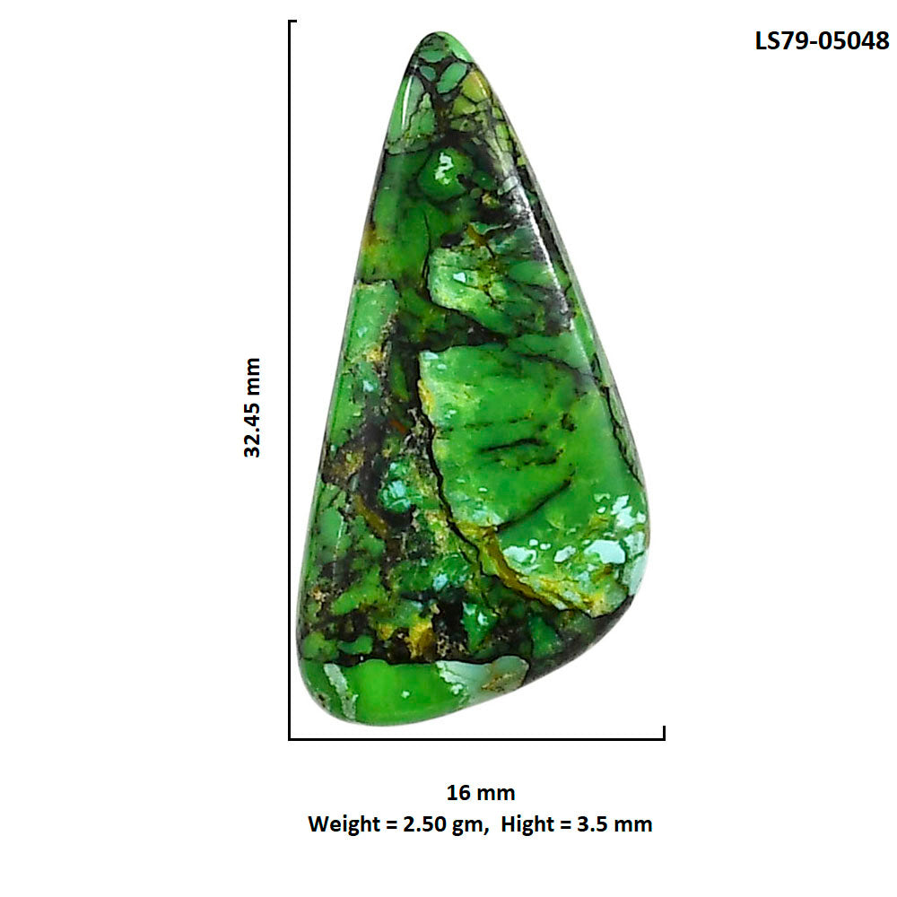 Green Matrix Turquoise 16x32.45x3.5 mm Fancy Shape Polished Gemstone LS79-05048