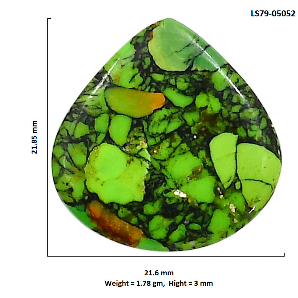 Green Matrix Turquoise 21.6x21.85x3 mm Heart Shape Polished Gemstone LS79-05052