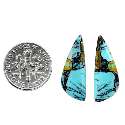 Lucky Charm Tibetan Turquoise Pair 9.3x24.4x3.3 mm Fancy Shape Polished Gemstone LS80-04925
