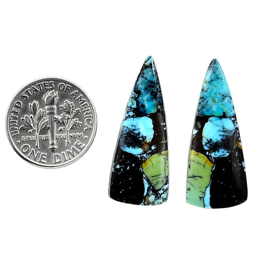 Lucky Charm Tibetan Turquoise Pair 12x29.2x3.5 mm Fancy Shape Polished Gemstone LS80-04937