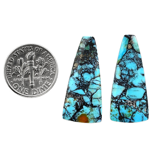 Lucky Charm Tibetan Turquoise Pair 13x28.7x3 mm Fancy Shape Polished Gemstone LS80-04945