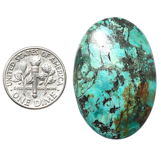 Lucky Charm Tibetan Turquoise 23.5x34.1x5.7 mm Oval Shape Polished Gemstone LS80-08763