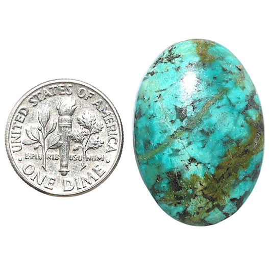Lucky Charm Tibetan Turquoise 19.8x28.15x5.5 mm Oval Shape Polished Gemstone LS80-08771