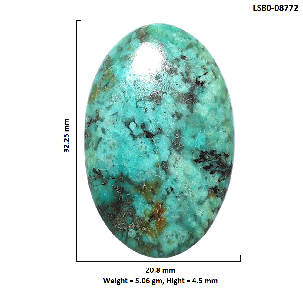 Lucky Charm Tibetan Turquoise 20.8x32.25x4.5 mm Oval Shape Polished Gemstone LS80-08772