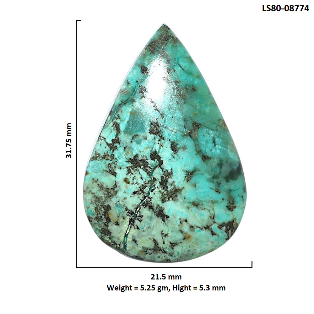 Lucky Charm Tibetan Turquoise 21.5x31.75x5.3 mm Pear Shape Polished Gemstone LS80-08774