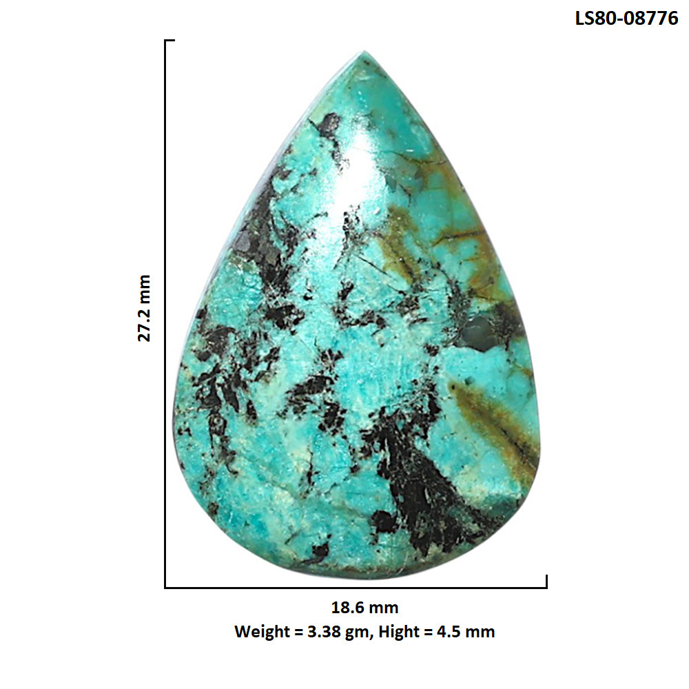 Lucky Charm Tibetan Turquoise 18.6x27.2x4.5 mm Pear Shape Polished Gemstone LS80-08776