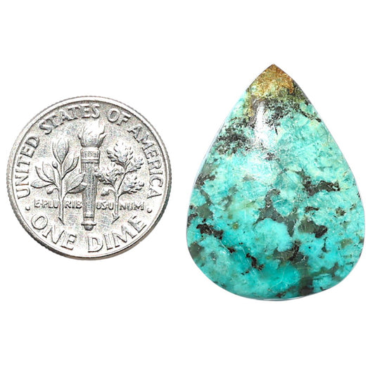 Lucky Charm Tibetan Turquoise 19.2x25.65x5 mm Pear Shape Polished Gemstone LS80-08777