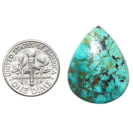 Lucky Charm Tibetan Turquoise 19x24.35x5 mm Pear Shape Polished Gemstone LS80-08779