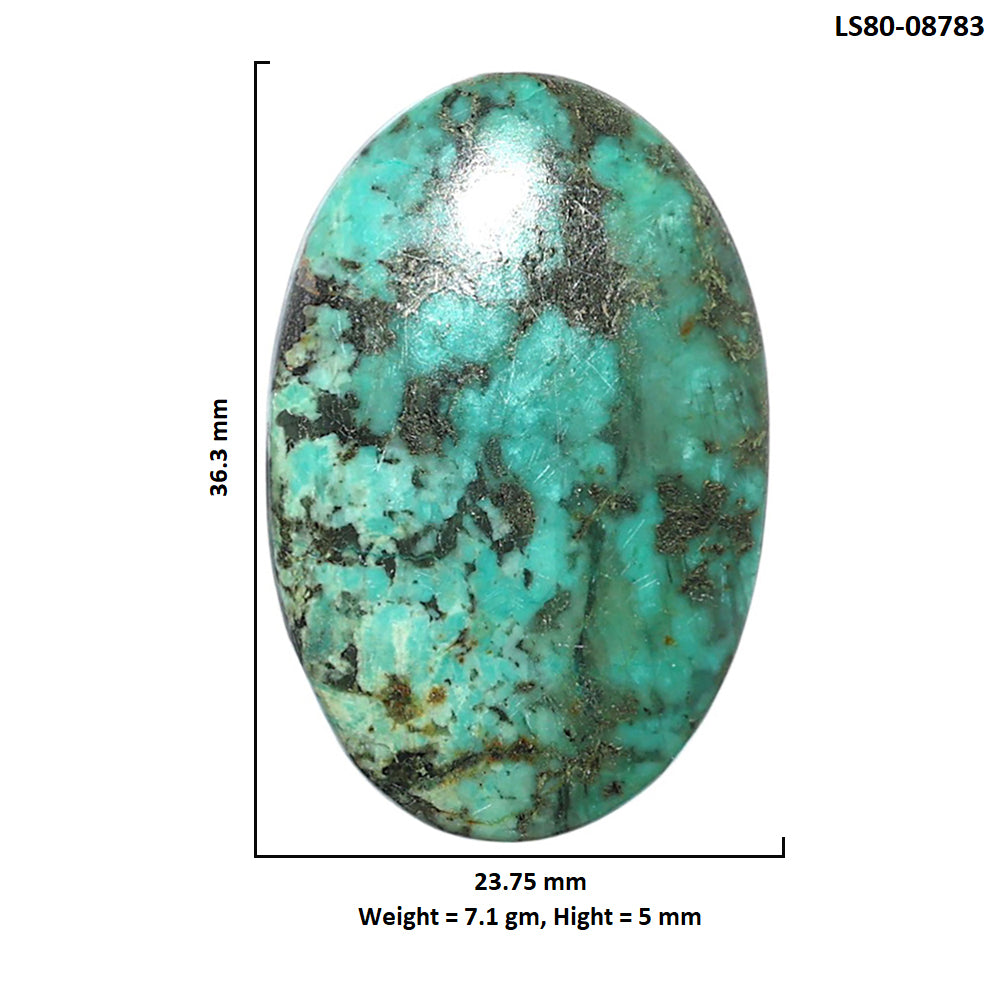 Lucky Charm Tibetan Turquoise 23.75x36.3x5 mm Oval Shape Polished Gemstone LS80-08783