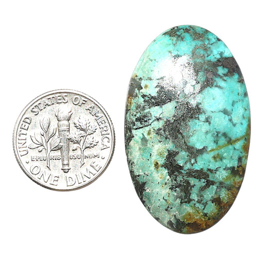 Lucky Charm Tibetan Turquoise 21.9x36.2x5 mm Oval Shape Polished Gemstone LS80-08784