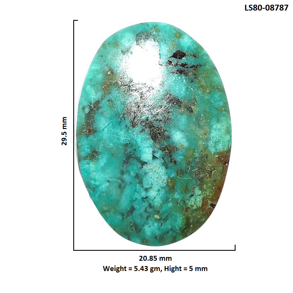 Lucky Charm Tibetan Turquoise 20.85x29.5x5 mm Oval Shape Polished Gemstone LS80-08787