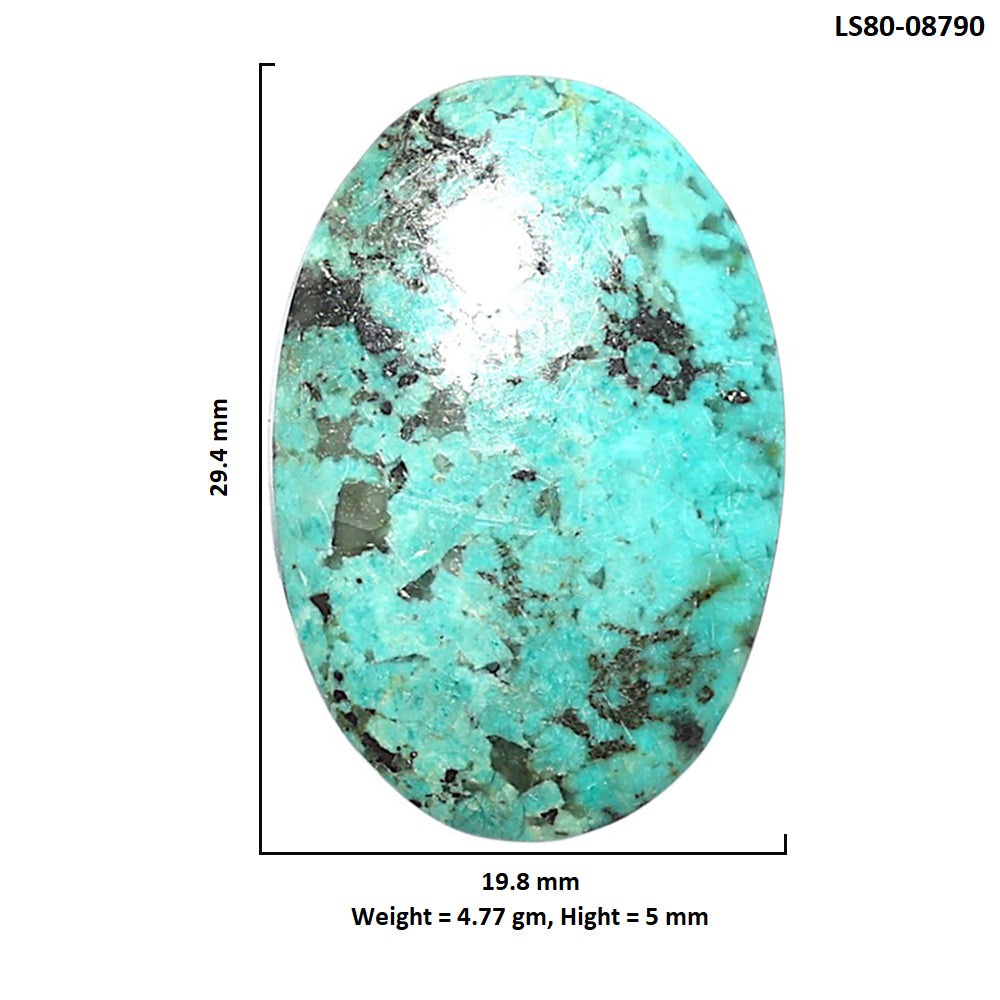 Lucky Charm Tibetan Turquoise 19.8x29.4x5 mm Oval Shape Polished Gemstone LS80-08790