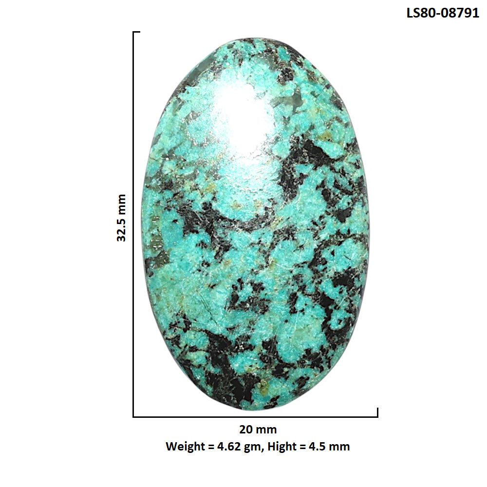 Lucky Charm Tibetan Turquoise 20x32.5x4.5 mm Oval Shape Polished Gemstone LS80-08791