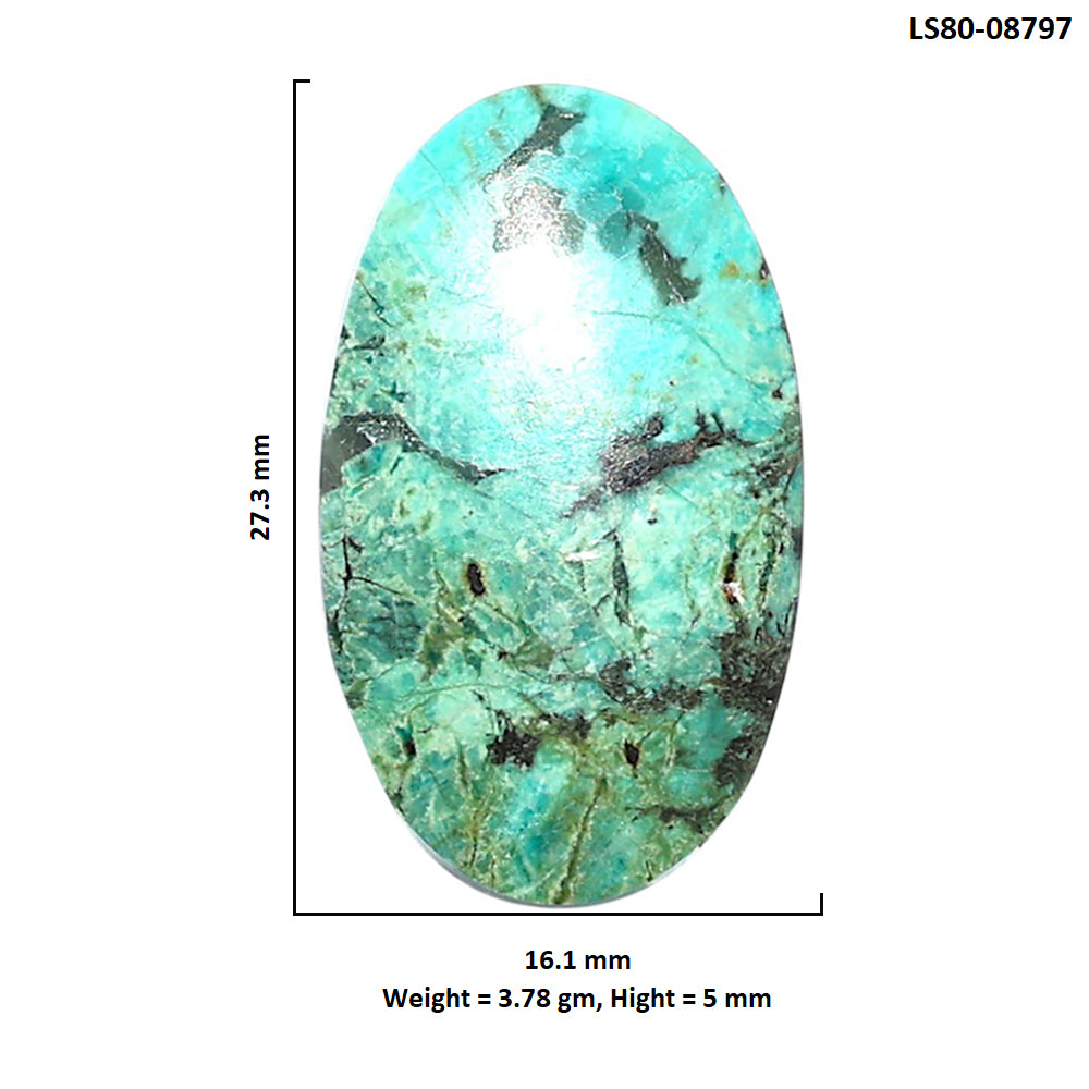 Lucky Charm Tibetan Turquoise 16.1x27.3x5 mm Oval Shape Polished Gemstone LS80-08797