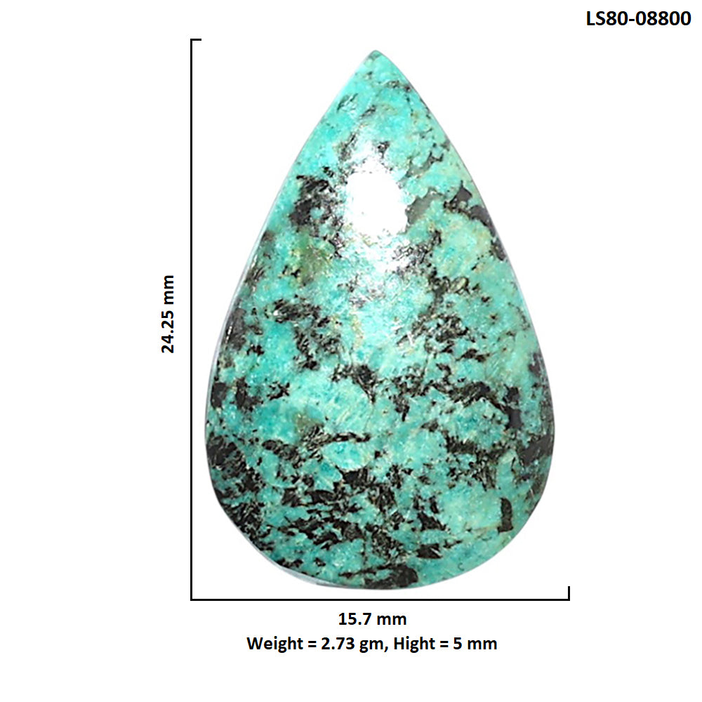 Lucky Charm Tibetan Turquoise 15.7x24.25x5 mm Pear Shape Polished Gemstone LS80-08800