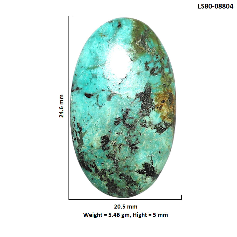 Lucky Charm Tibetan Turquoise 20.5x24.6x5 mm Oval Shape Polished Gemstone LS80-08804