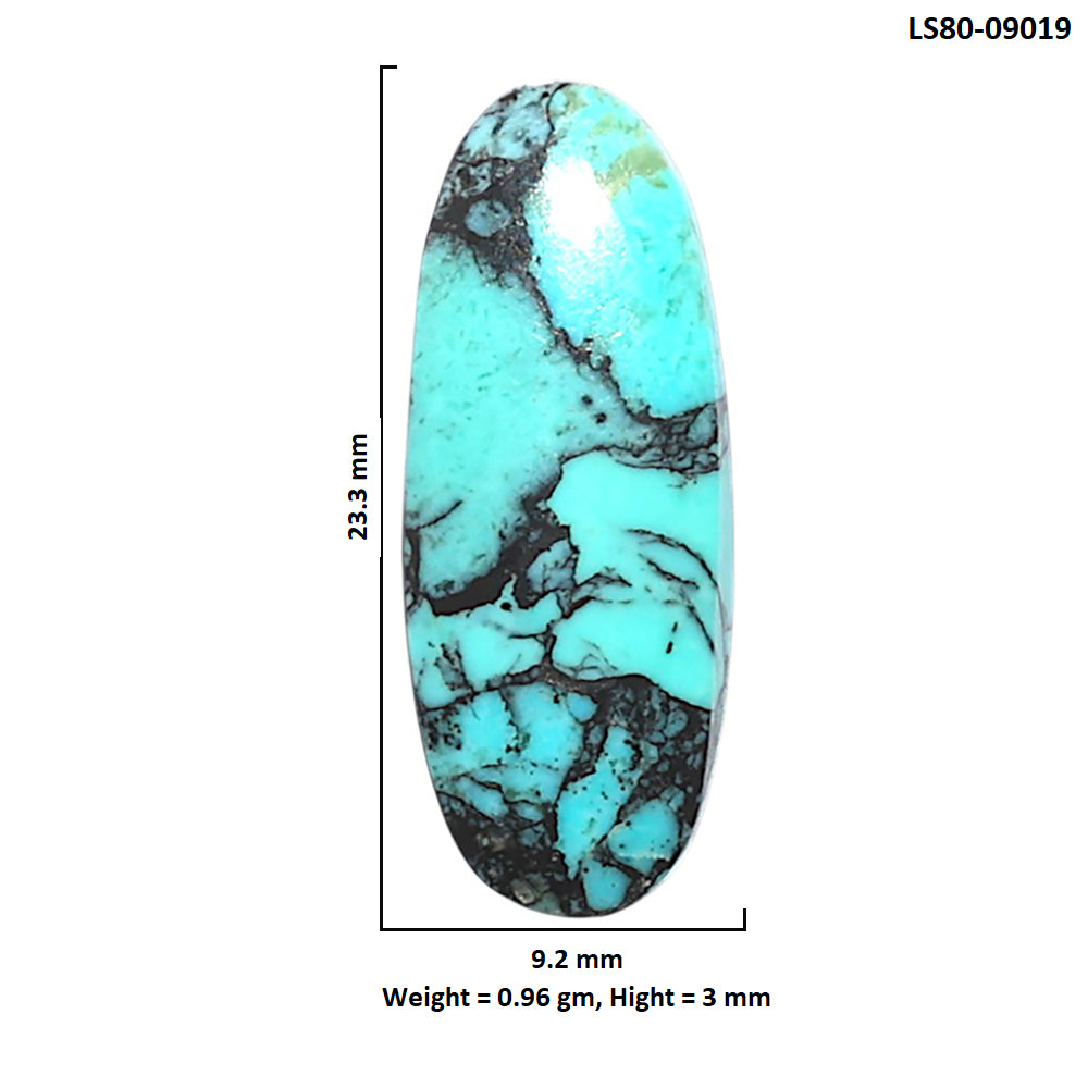 Lucky Charm Tibetan Turquoise 9.2x23.3x3 mm Oval Shape Polished Gemstone LS80-09019