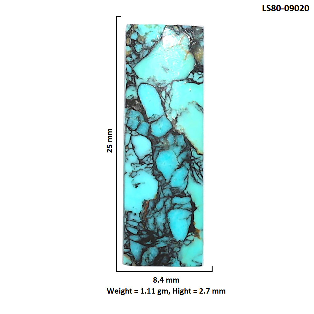 Lucky Charm Tibetan Turquoise 8.4x25x2.7 mm Baguette Shape Polished Gemstone LS80-09020