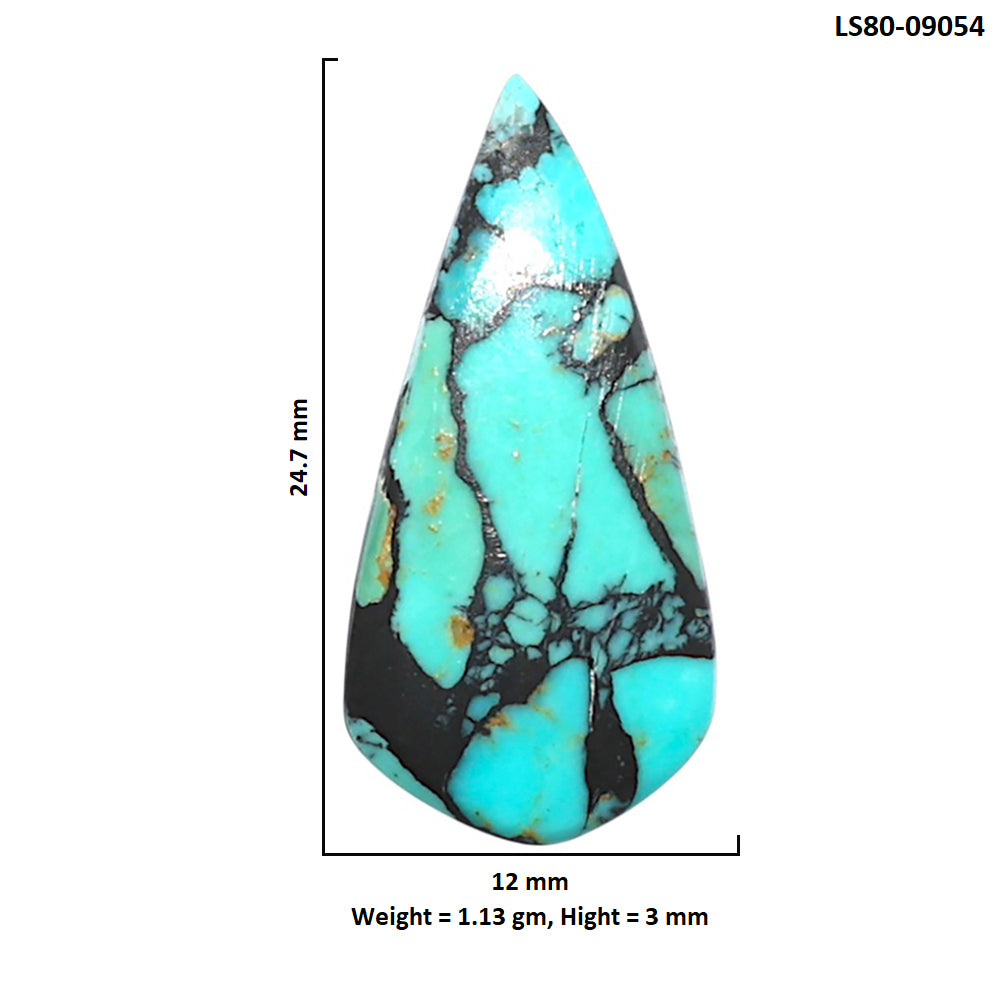 Lucky Charm Tibetan Turquoise 12x24.7x3 mm Pear Shape Polished Gemstone LS80-09054