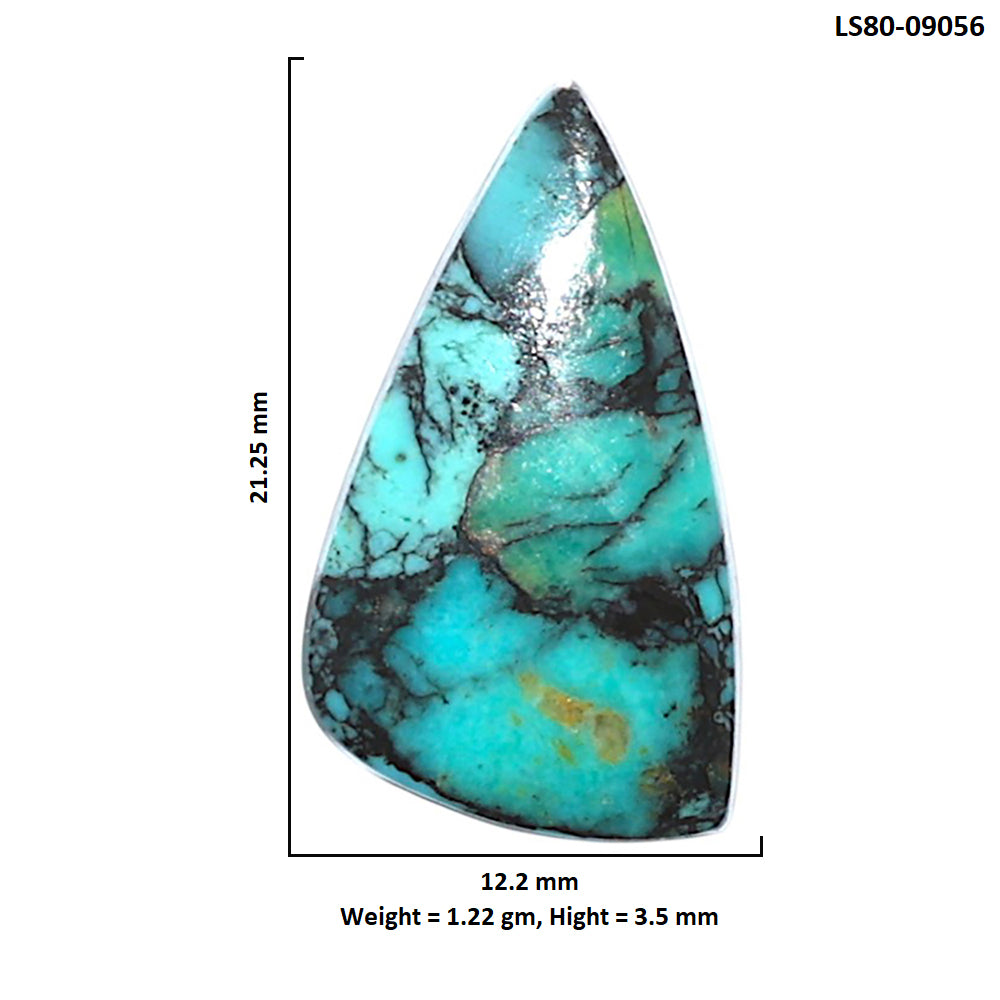 Lucky Charm Tibetan Turquoise 12.2x21.25x3.5 mm Fancy Shape Polished Gemstone LS80-09056