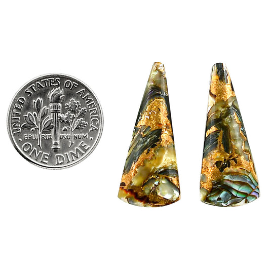 Copper Abalone Shell Pair 11.5x26.85x3.5 mm Fancy Shape Polished Gemstone LS81-04990
