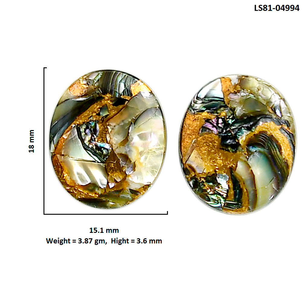 Copper Abalone Shell Pair 15.1x18x3.6 mm Oval Shape Polished Gemstone LS81-04994
