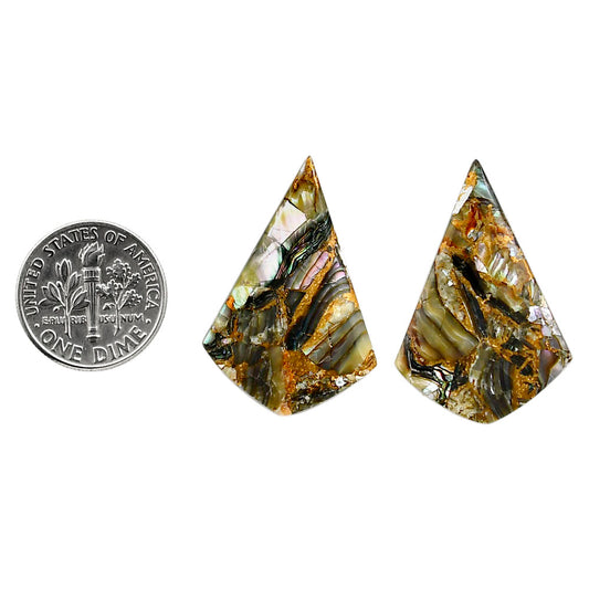 Copper Abalone Shell Pair 21x31.2x2.8 mm Fancy Shape Polished Gemstone LS81-05001