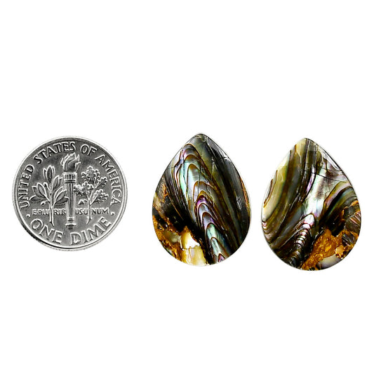 Copper Abalone Shell Pair 15.7x20.8x3.5 mm Heart Shape Polished Gemstone LS81-05003