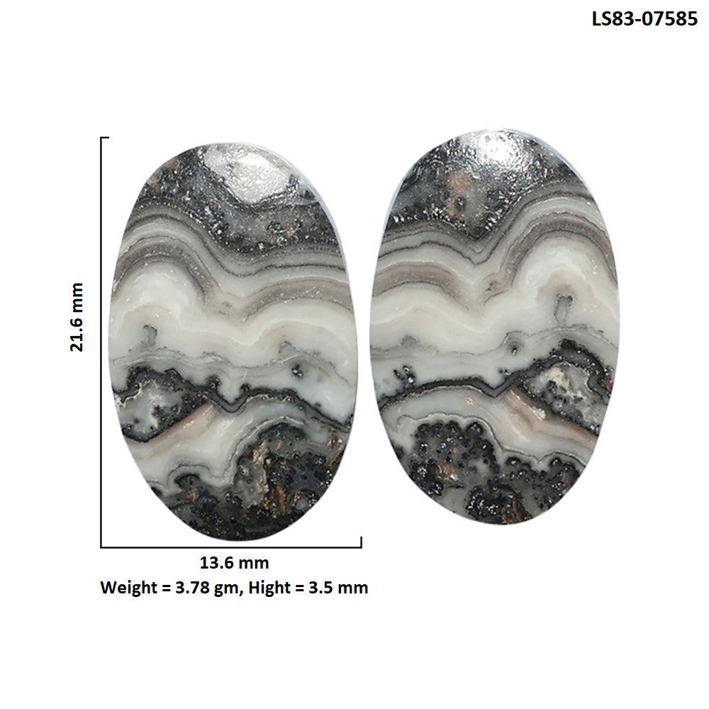 Prairie Agate Pair 13.6x21.6x3.5 mm Oval Shape Polished Gemstone LS83-07585