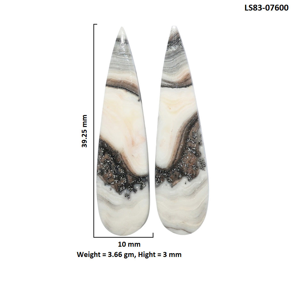 Prairie Agate Pair 10x39.25x3 mm Pear Shape Polished Gemstone LS83-07600