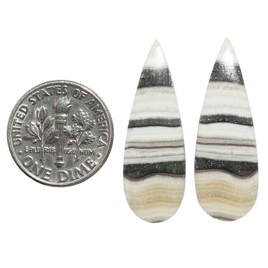 Prairie Agate Pair 10.4x30.3x3.7 mm Pear Shape Polished Gemstone LS83-07601