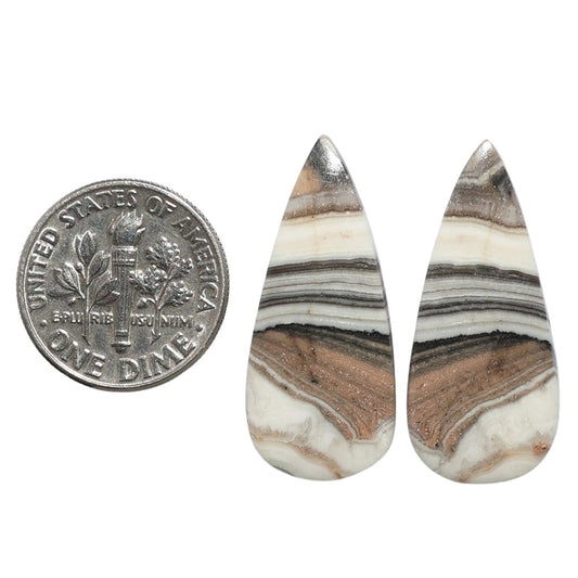 Prairie Agate Pair 12.7x28.7x3 mm Pear Shape Polished Gemstone LS83-07604