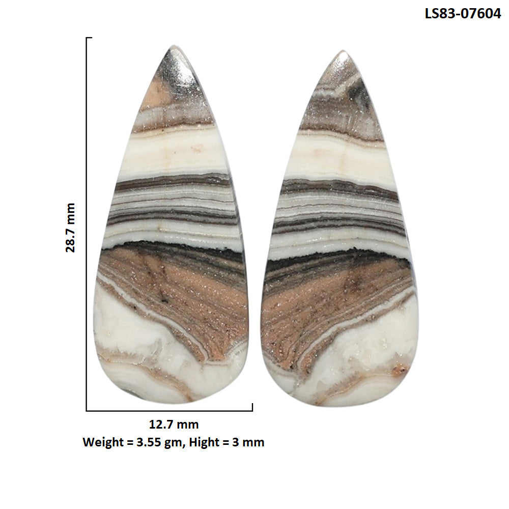 Prairie Agate Pair 12.7x28.7x3 mm Pear Shape Polished Gemstone LS83-07604