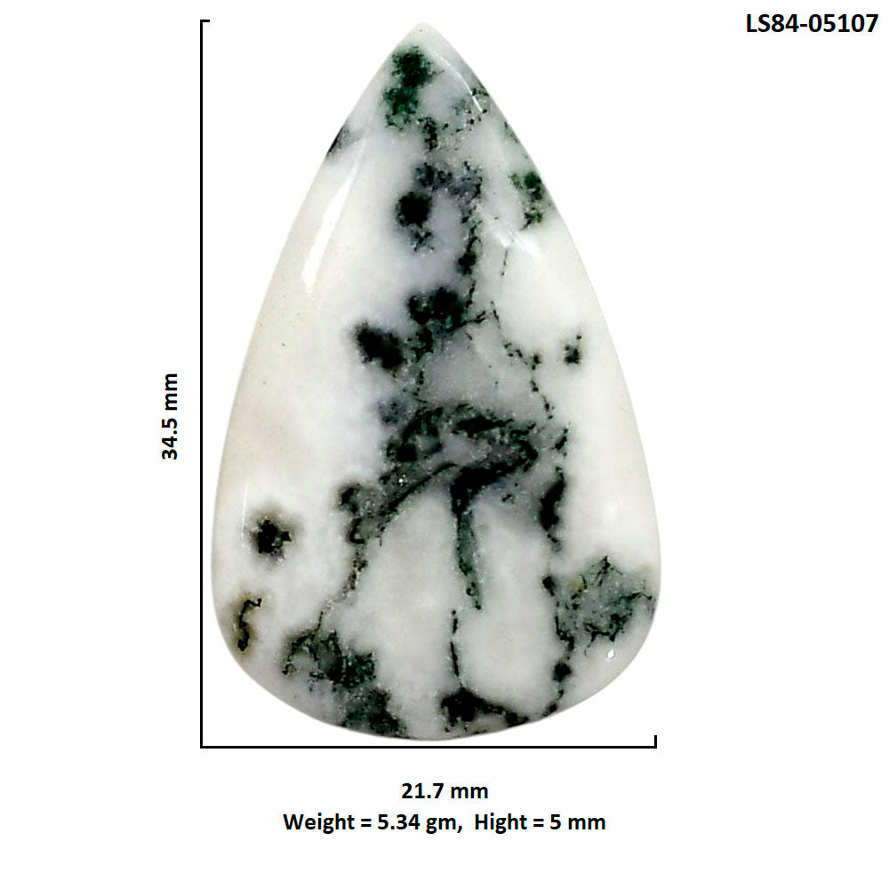 Tree Weed Moss Agate 21.7x34.5x5 mm Pear Shape Polished Gemstone LS84-05107