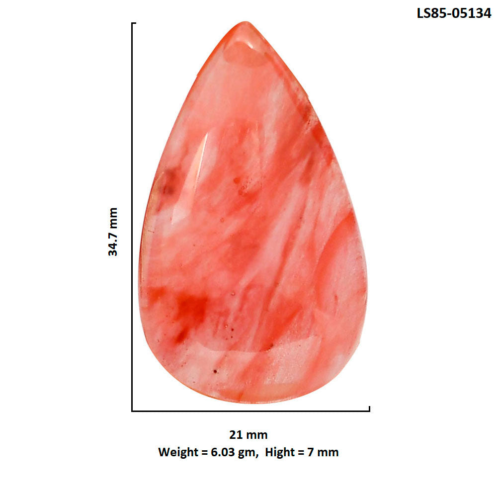 Watermelon Cherry Quartz 21x34.7x7 mm Pear Shape Polished Gemstone LS85-05134