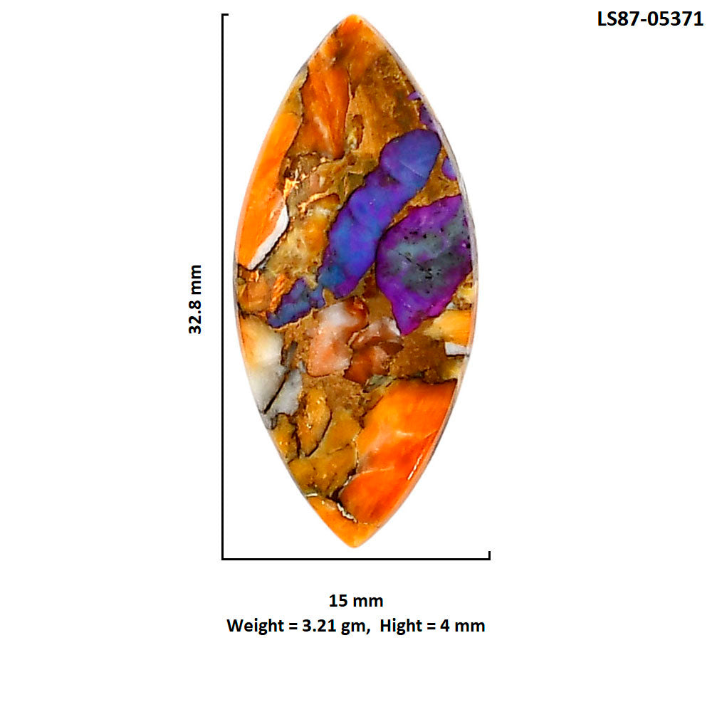 Spiny Oyster Turquoise 15x32.8x4 mm Marquise Shape Polished Gemstone LS87-05371