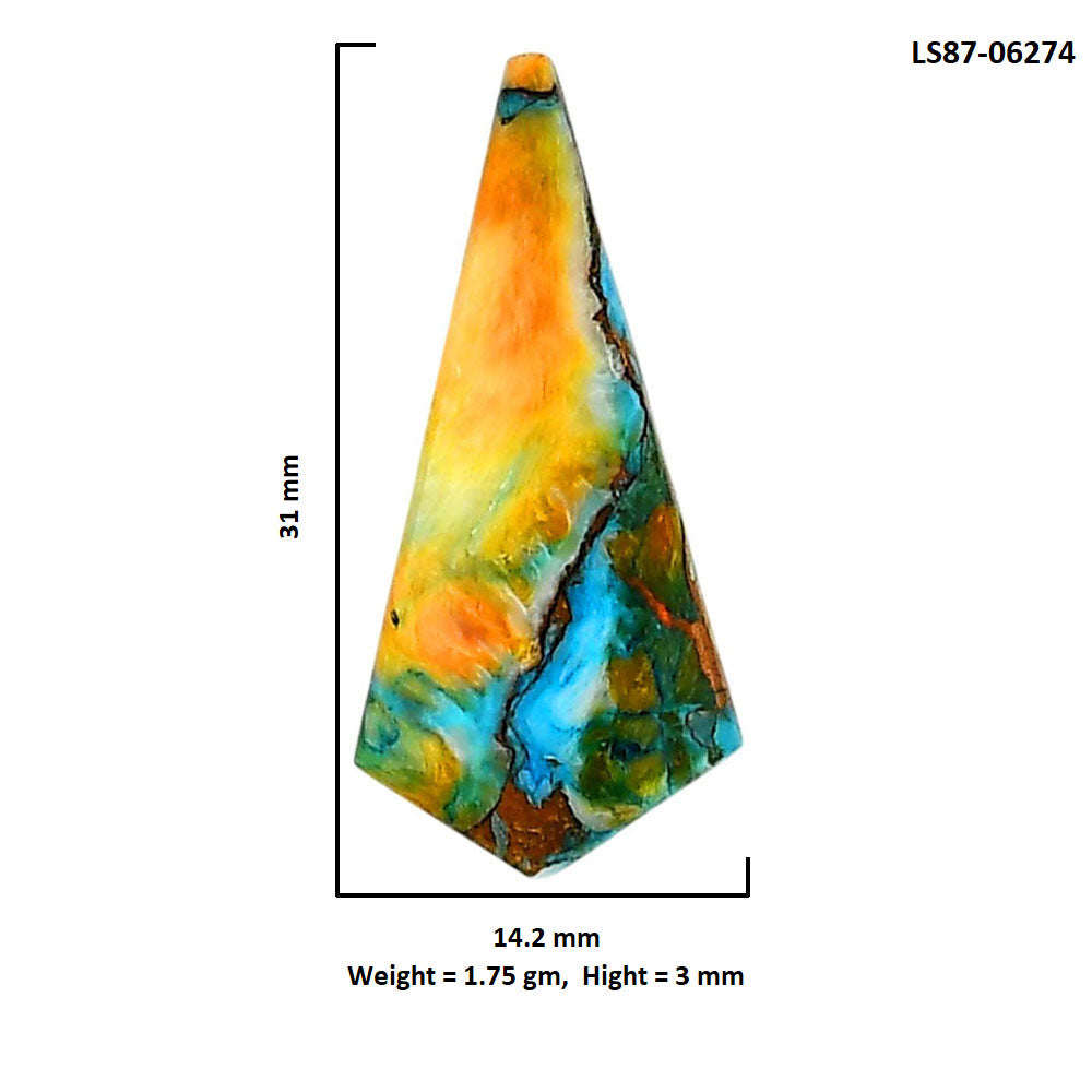 Spiny Oyster Turquoise 14.2x31x3 mm Fancy Shape Polished Gemstone LS87-06274