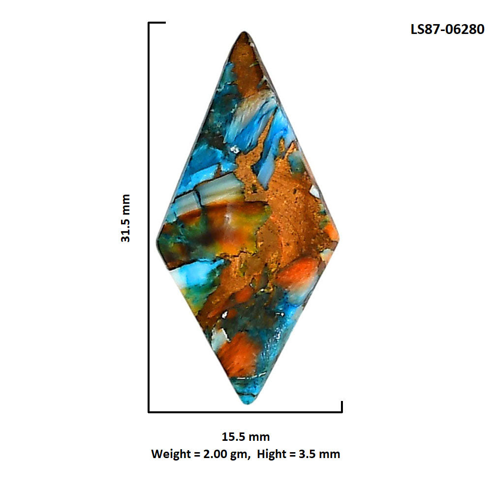 Spiny Oyster Turquoise 15.5x31.5x3.5 mm Fancy Shape Polished Gemstone LS87-06280