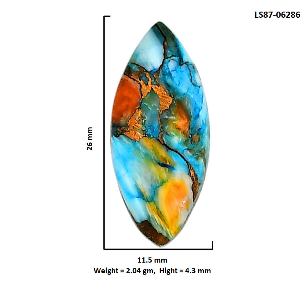 Spiny Oyster Turquoise 11.5x26x4.3 mm Marquise Shape Polished Gemstone LS87-06286
