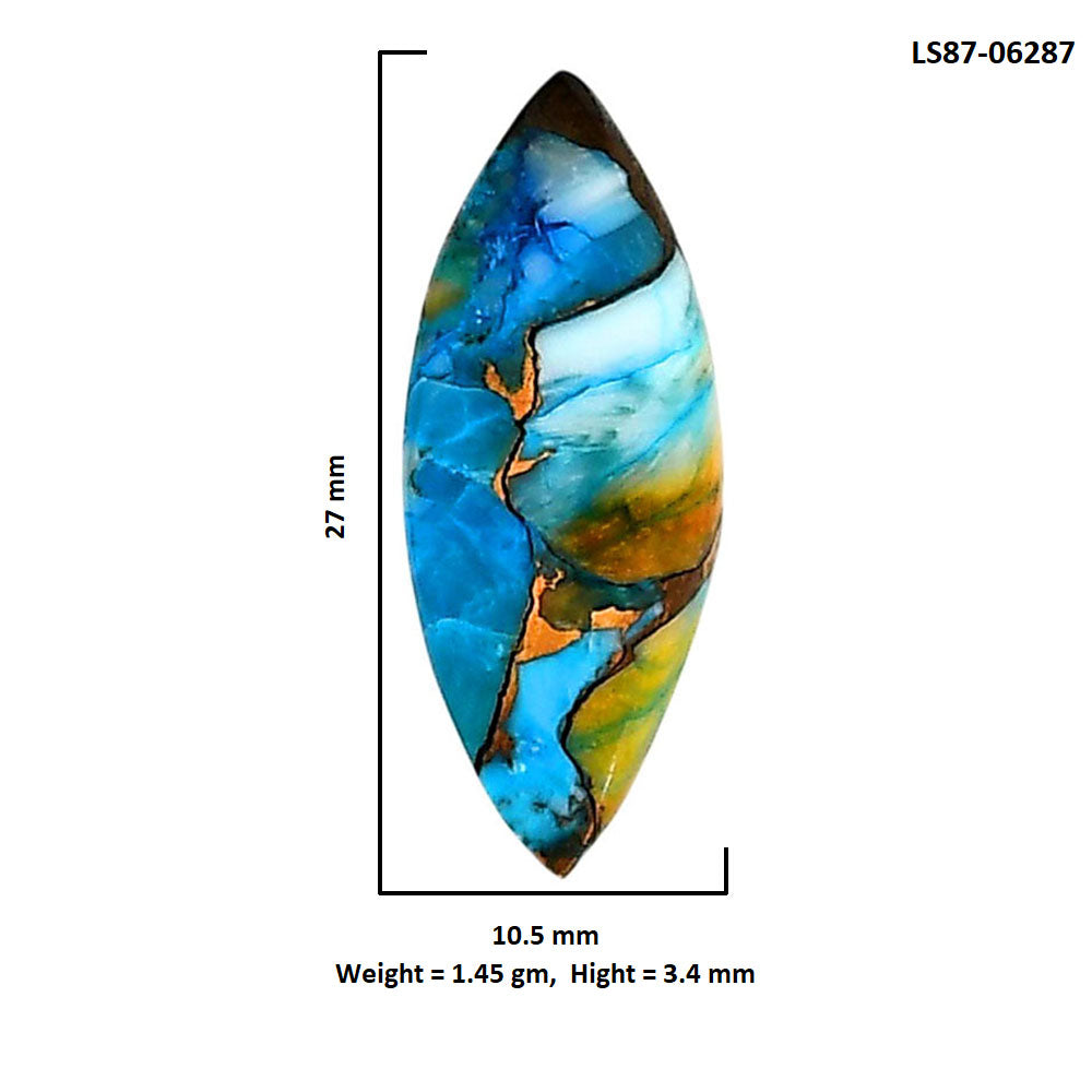 Spiny Oyster Turquoise 10.5x27x3.4 mm Marquise Shape Polished Gemstone LS87-06287