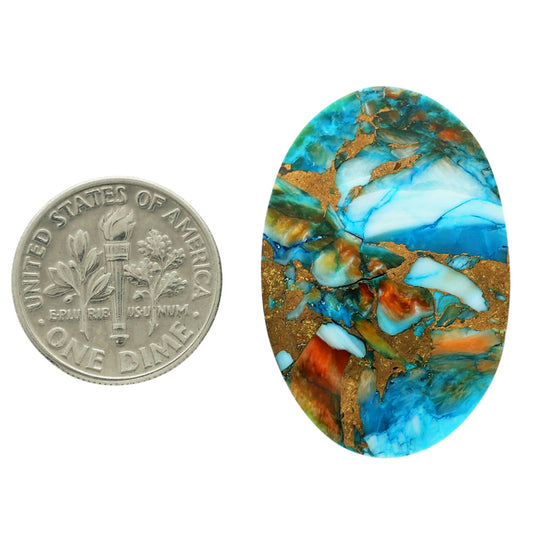Spiny Oyster Turquoise 21.35x31.5x4.3 mm Oval Shape Polished Gemstone LS87-06776
