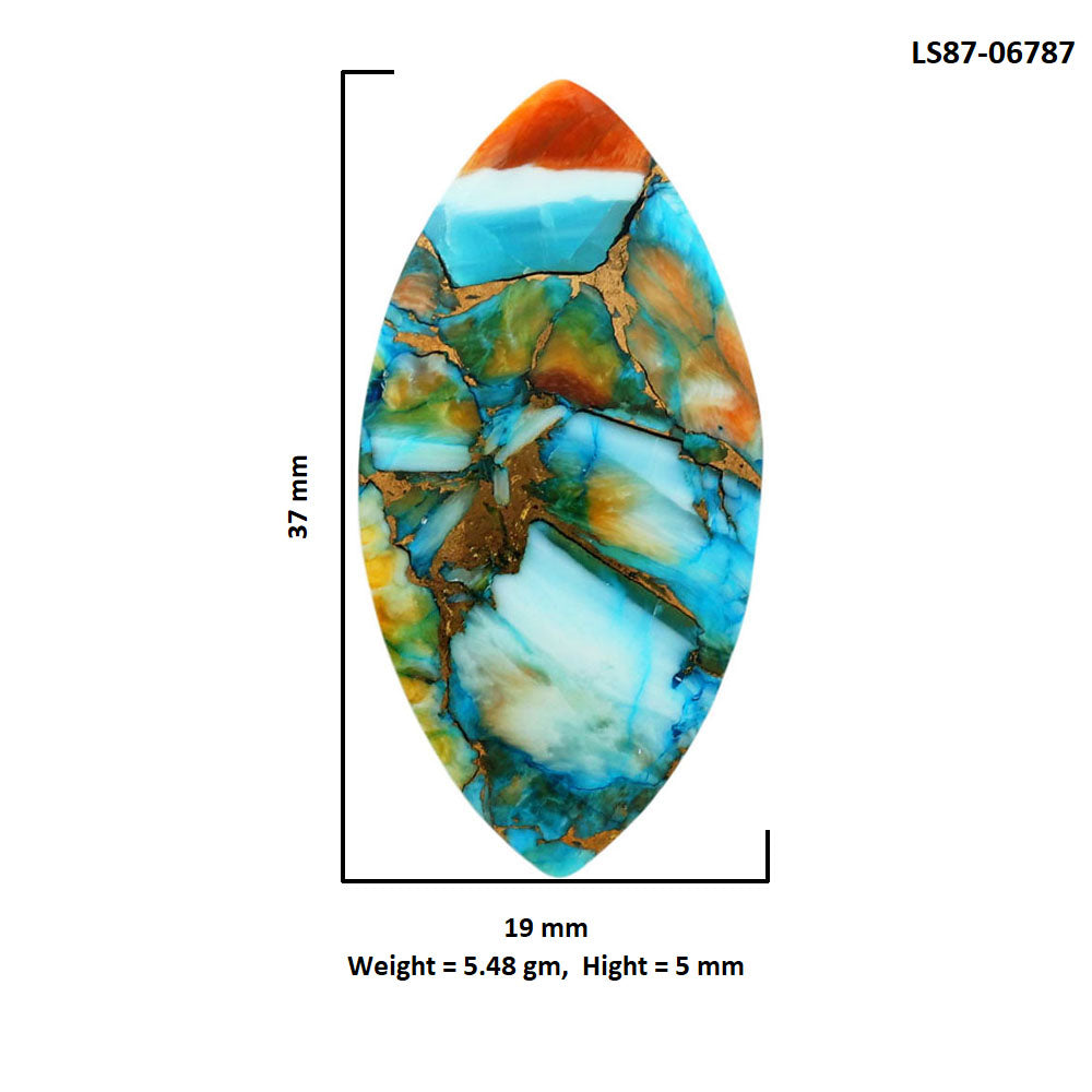 Spiny Oyster Turquoise 19x37x5 mm Marquise Shape Polished Gemstone LS87-06787
