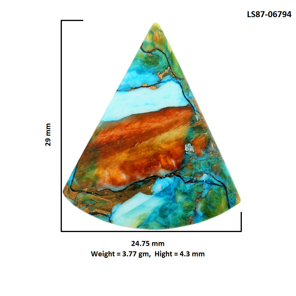 Spiny Oyster Turquoise 24.75x29x4.3 mm Fancy Shape Polished Gemstone LS87-06794